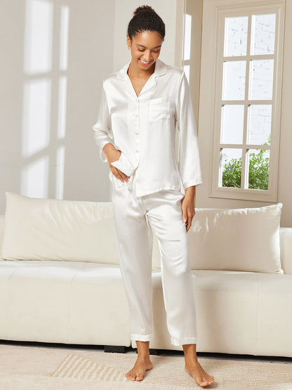 LUNA - Luxe Zijde Pyjama Set voor Dames | Zachte Button-Up Nachtkleding