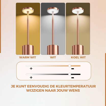 LuxeGlow Draadloze Tafellamp – USB Oplaadbaar met Touch Bediening