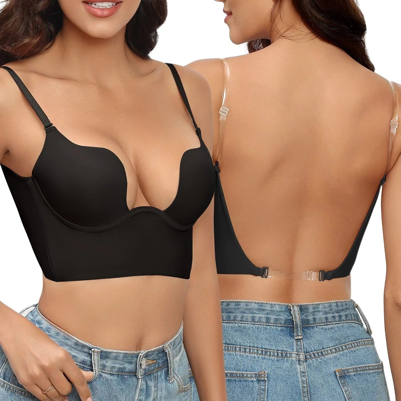 Dames Backless BH Zwart M Naadloos Ademendmateriaal-2