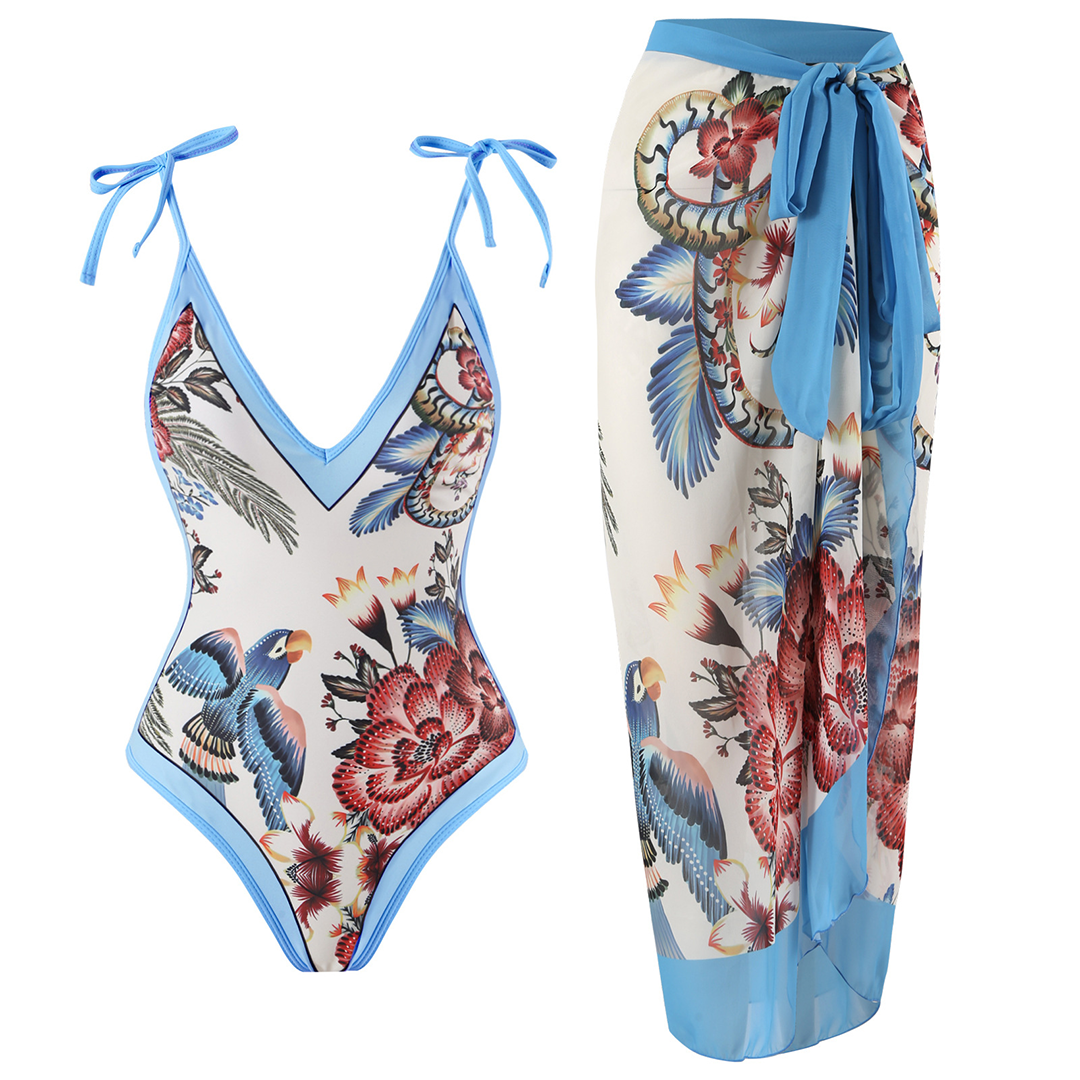 Dames Badpak Vintage Stijl met Ruffles en Diepe V-hals-4
