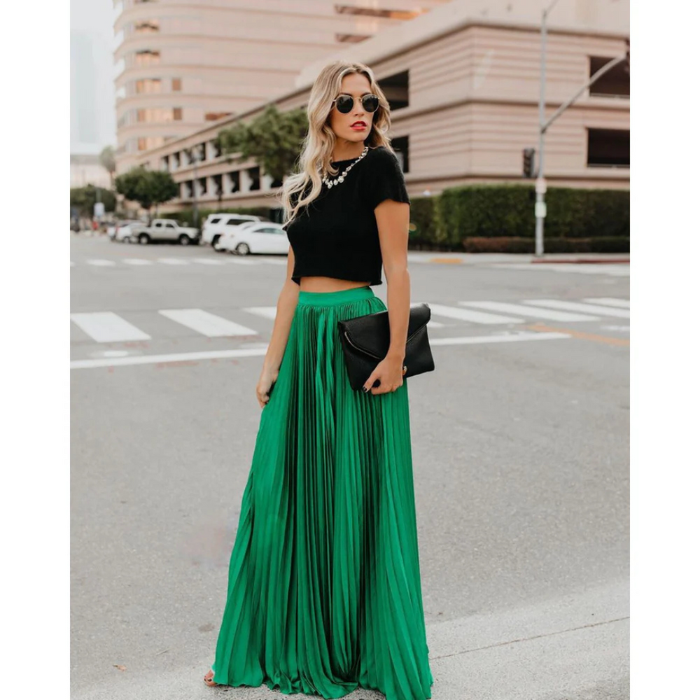 IONA High Waist Plissé Rok | Flowy Maxi Rok voor Casual & Chique Looks