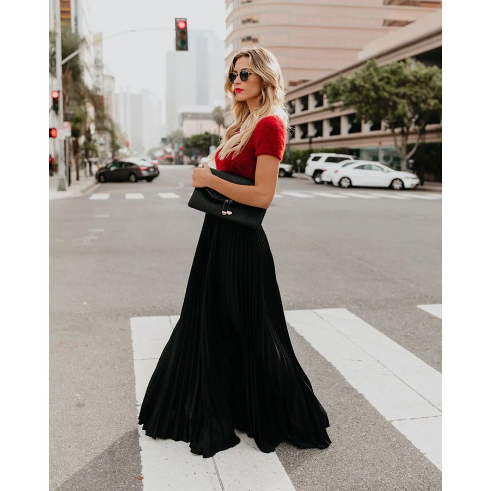 IONA High Waist Plissé Rok | Flowy Maxi Rok voor Casual & Chique Looks
