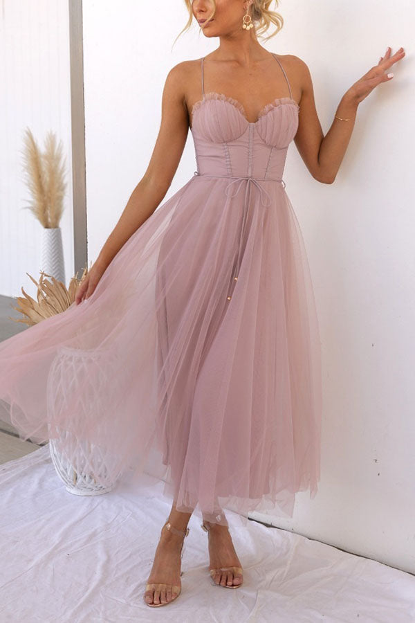 MOXI – Midi Jurk met Corset & Tule Rok | Romantisch & Feestelijk
