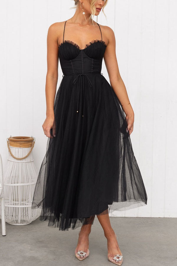 MOXI – Midi Jurk met Corset & Tule Rok | Romantisch & Feestelijk
