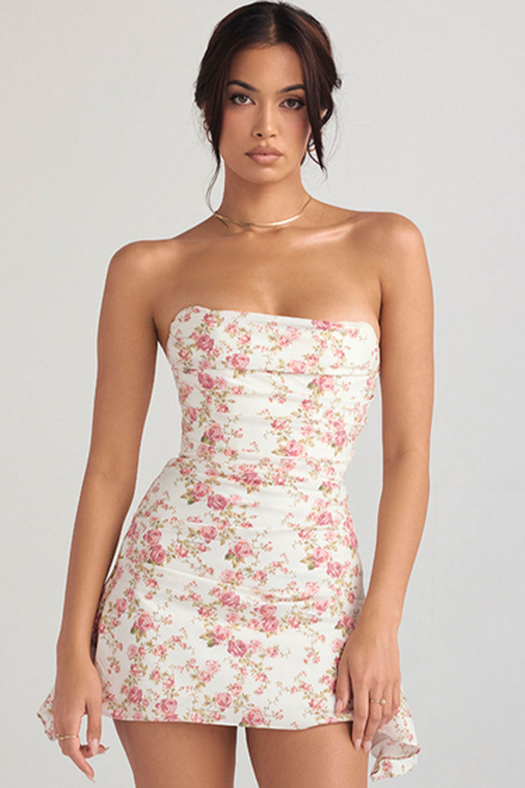 PAMI – Strapless Mini Jurk met Bloemenprint | Sexy & Zomers