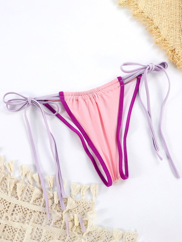 PARLI - Dames Bikini met Contrasterende Strikken Triangel Set | Beachproof & Kleurrijk