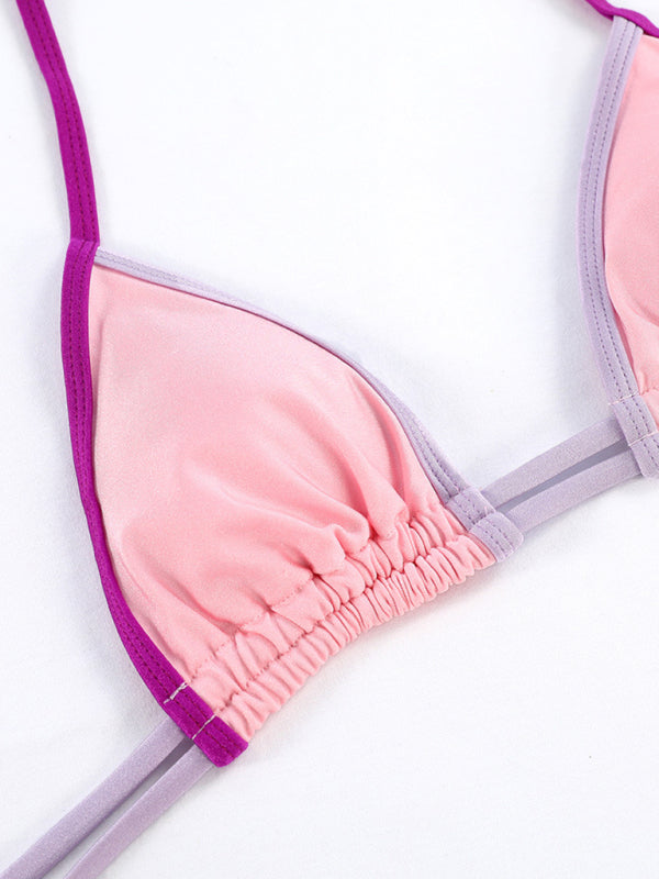 PARLI - Dames Bikini met Contrasterende Strikken Triangel Set | Beachproof & Kleurrijk