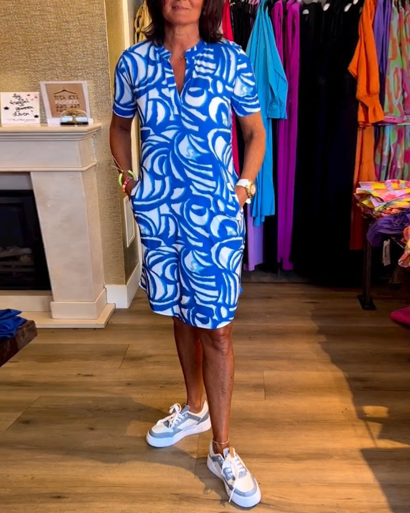 FABIOLA - Korte Mouwen Jurk voor Dames | Luchtig, Zomers & Met Speelse Print
