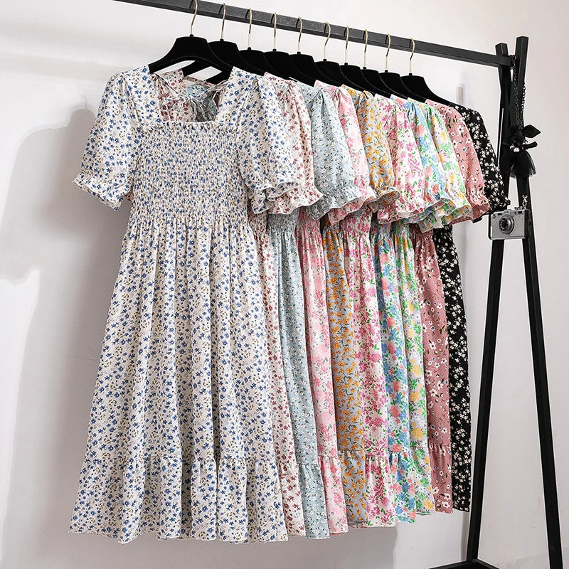 Dames Midi Jurk Geplooid Chiffon Bohemian Stijl voor Zomer Kleding-2