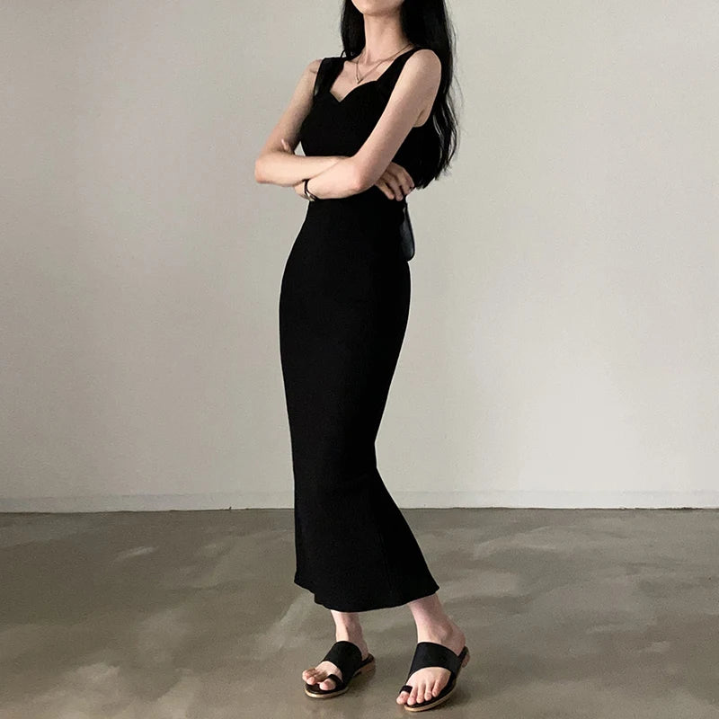 Dames Lange Jurk Mouwloos Koreaanse Stijl Zomer Maxi Jurk-5