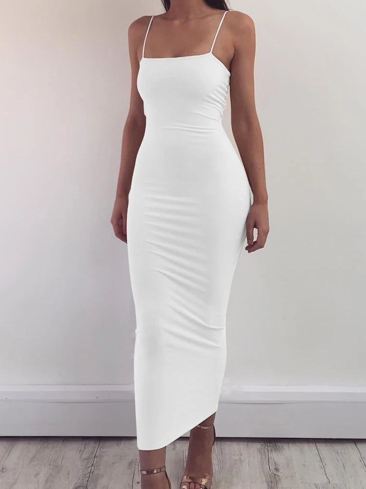 Dames Backless Zomerjurk Lange Mouwloze Sexy Jurkjes voor Avondkleding-6