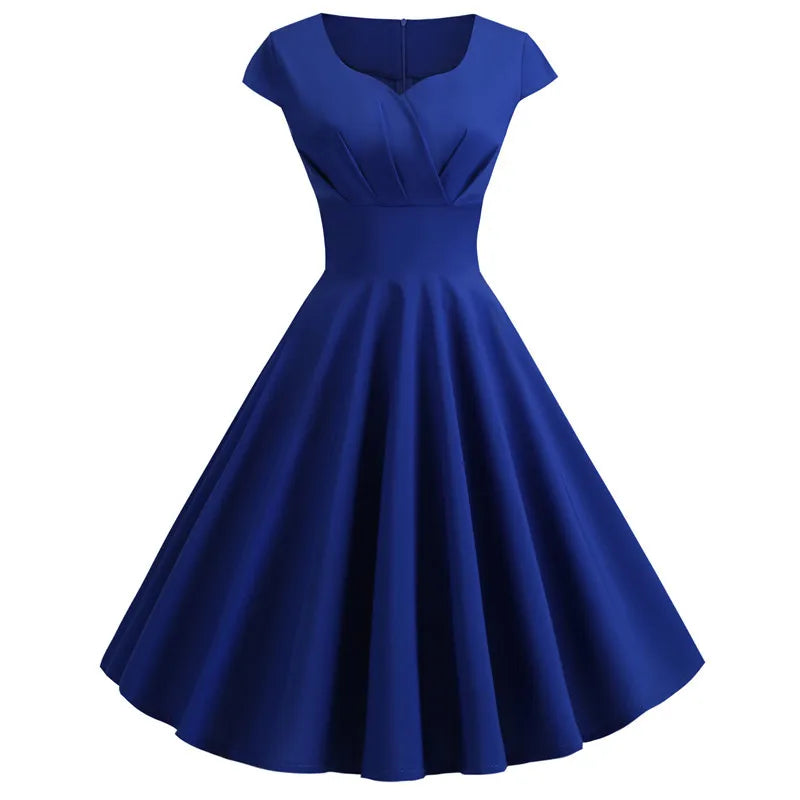 Variant image for Dames Midi Jurk V-hals Retro Zomerjurkjes in Roze-5