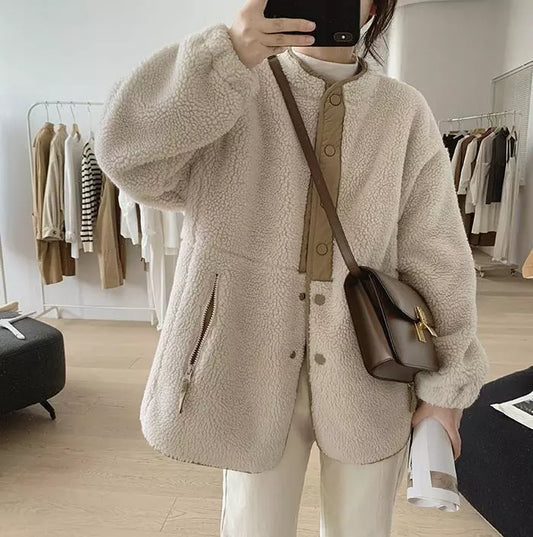 SOPHIA – Trendy Beige Oversized Jas voor de Herfst