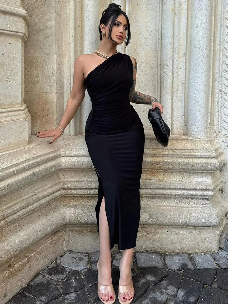 Dames Maxi Jurk Zomer Gesplitst Mouwloos Elegante Lange Jurk-6