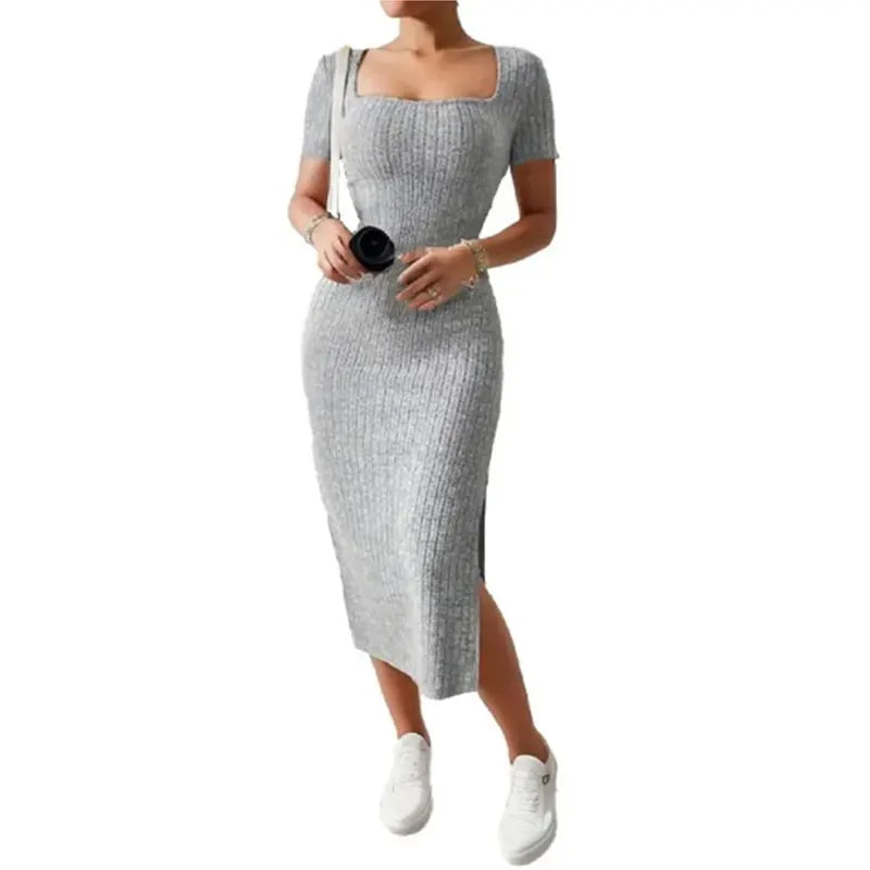 Dames Spleetjurk Korte Mouwen met Vierkante Nek voor Zomer-1