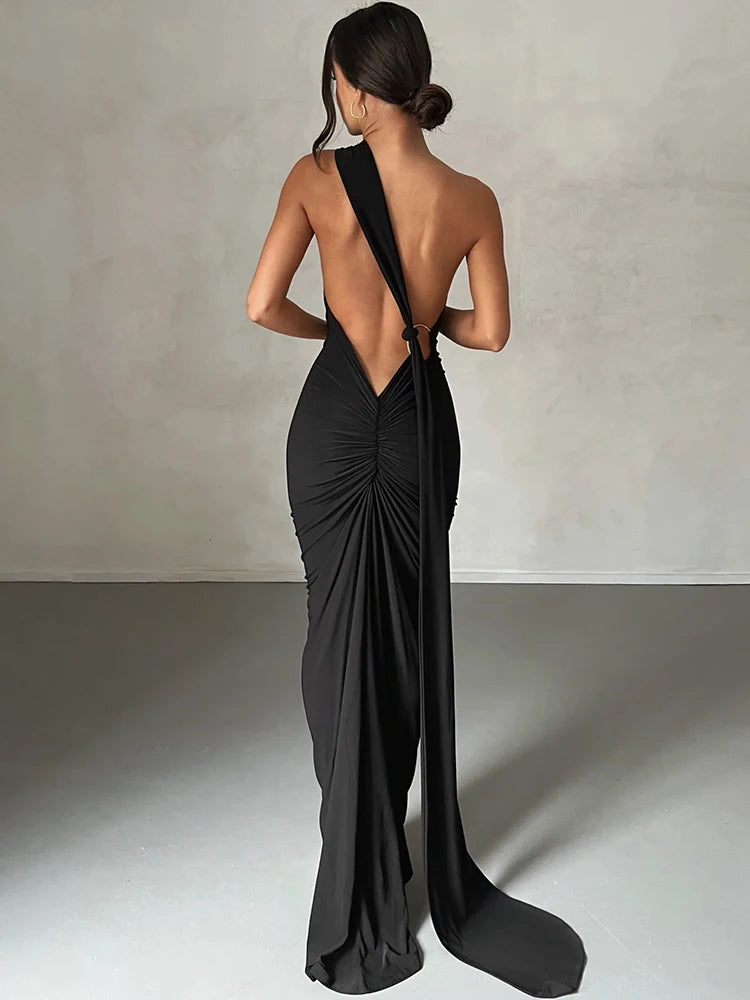 Variant image for Dames Maxi Jurk Zomer One Shoulder Ruched Sexy-6