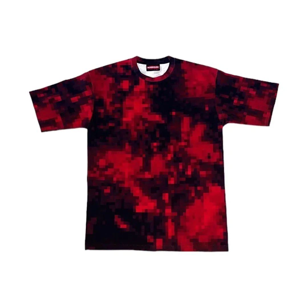 Y2K Gothic Mozaïek Blood Print T Shirt Heren – Losse Pasvorm, Hip-Hop Stijl voor Casual Gelegenheden 4