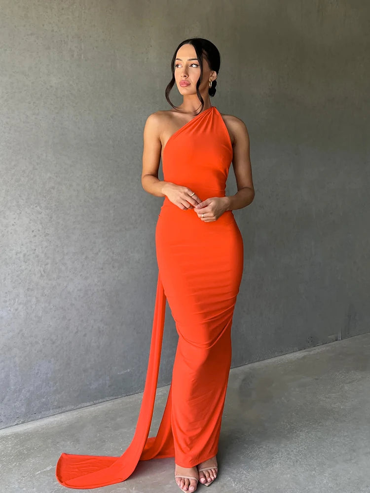Variant image for Dames Maxi Jurk Zomer One Shoulder Ruched Sexy-12