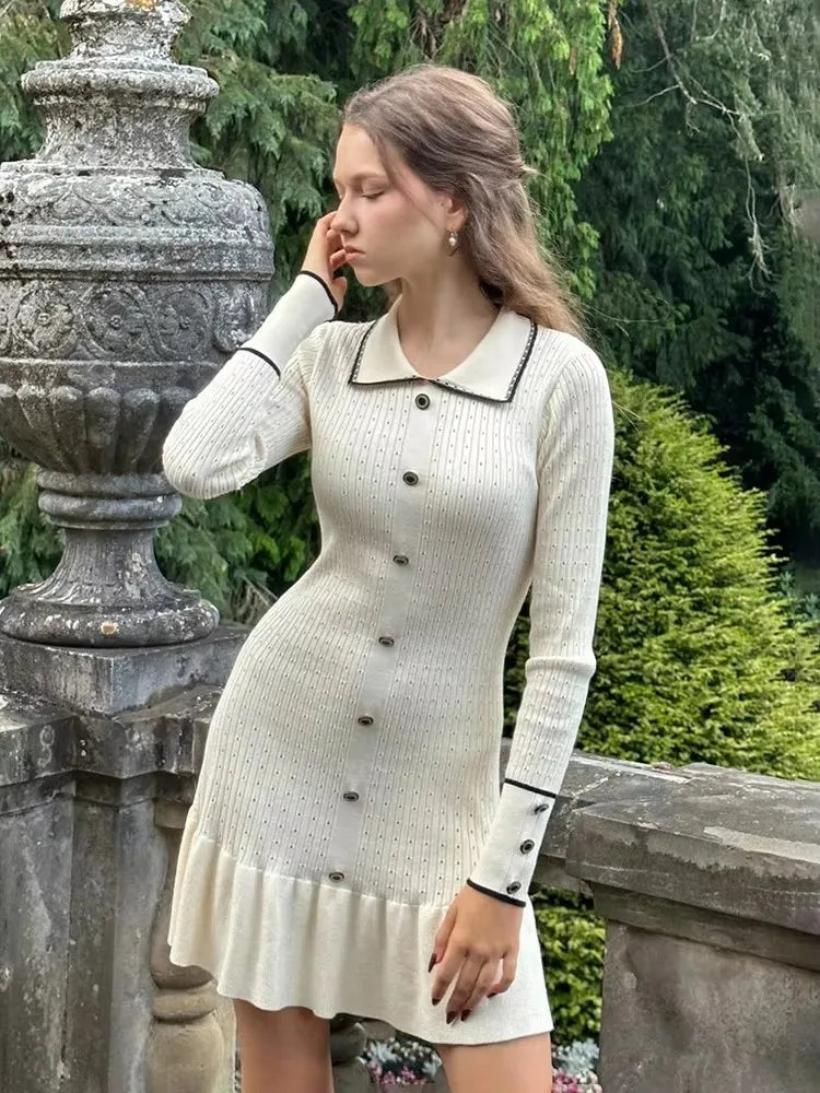 Variant image for Dames Lange Maxi Jurk Hoge Taille Retro Stijl voor Herfst en Winter-13