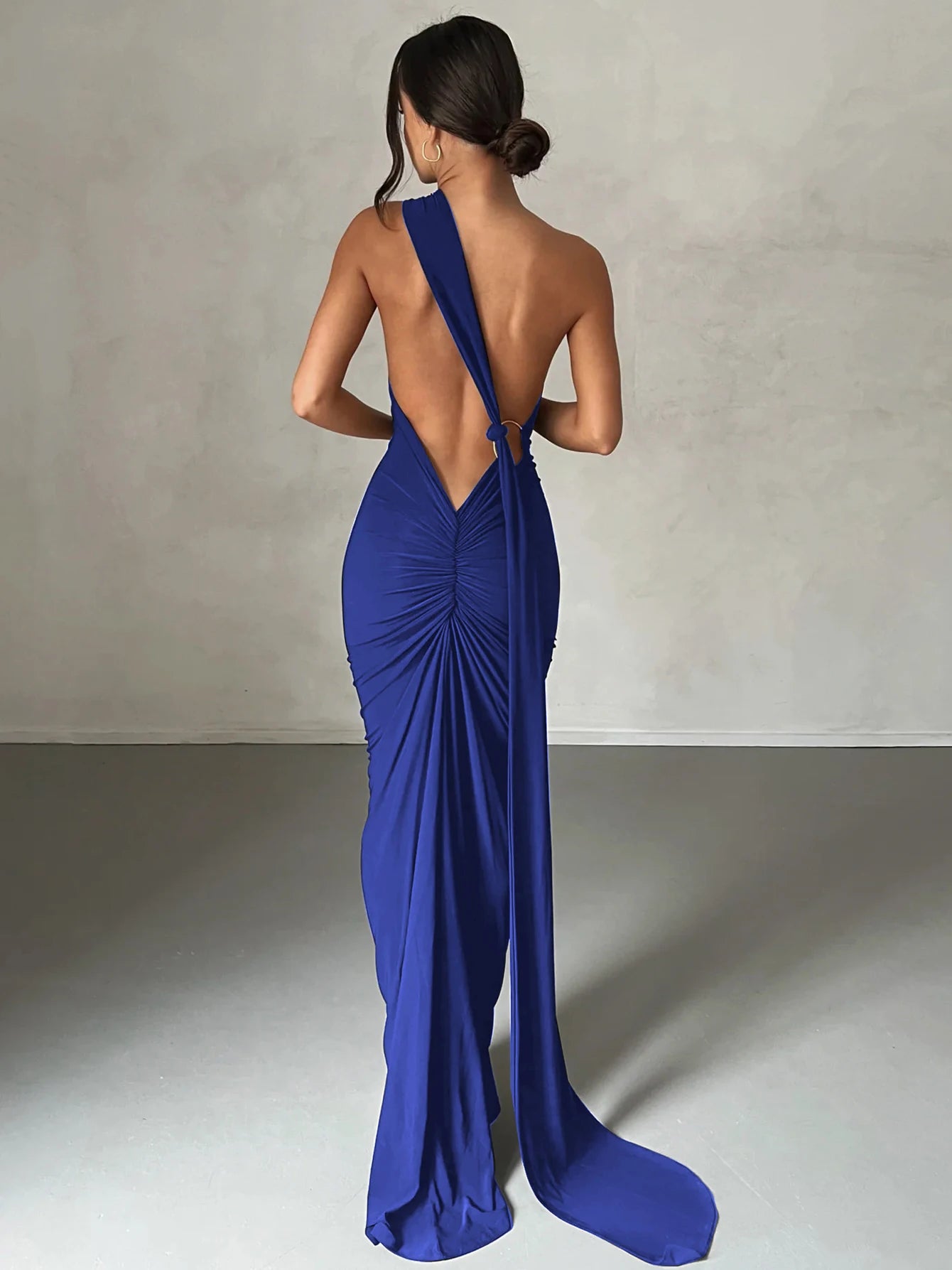 Variant image for Dames Maxi Jurk Zomer One Shoulder Ruched Sexy-14
