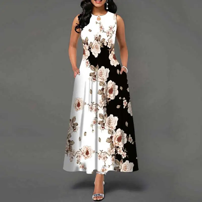 Dames Lange Jurk Bohemian Stijl Bloemenprint voor Zomer-3