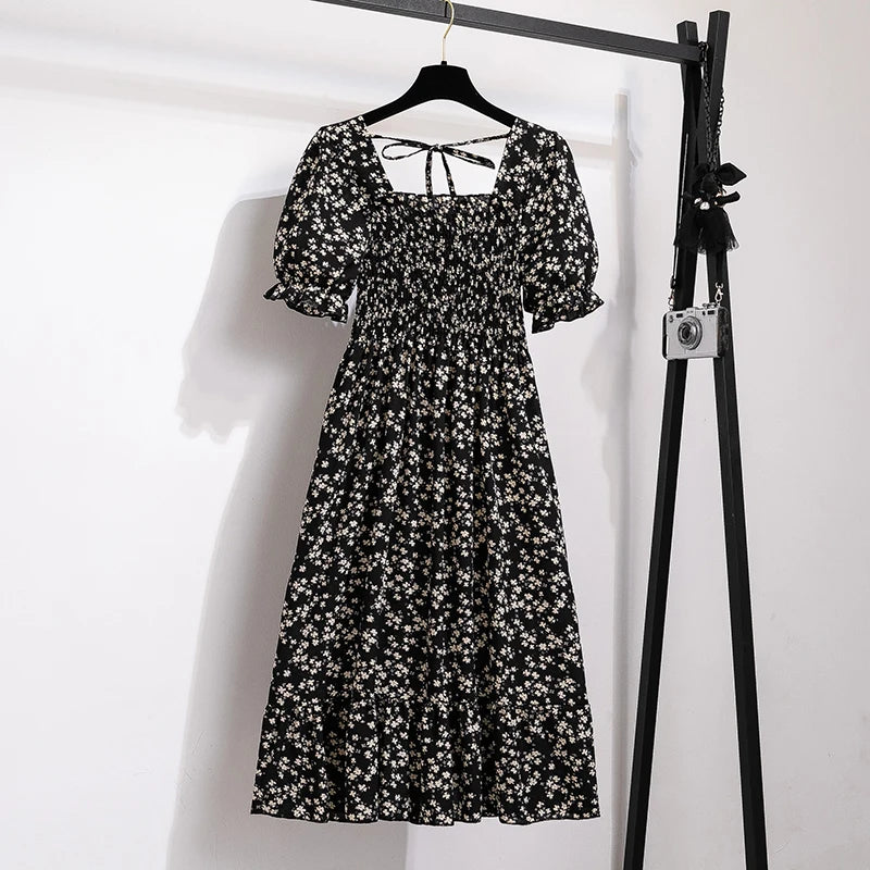 Dames Midi Jurk Geplooid Chiffon Bohemian Stijl voor Zomer Kleding-6