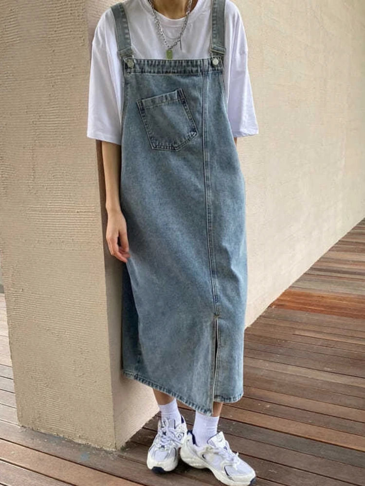 Dames Zomerjurk Mouwloos Denim Casual Stijl-1