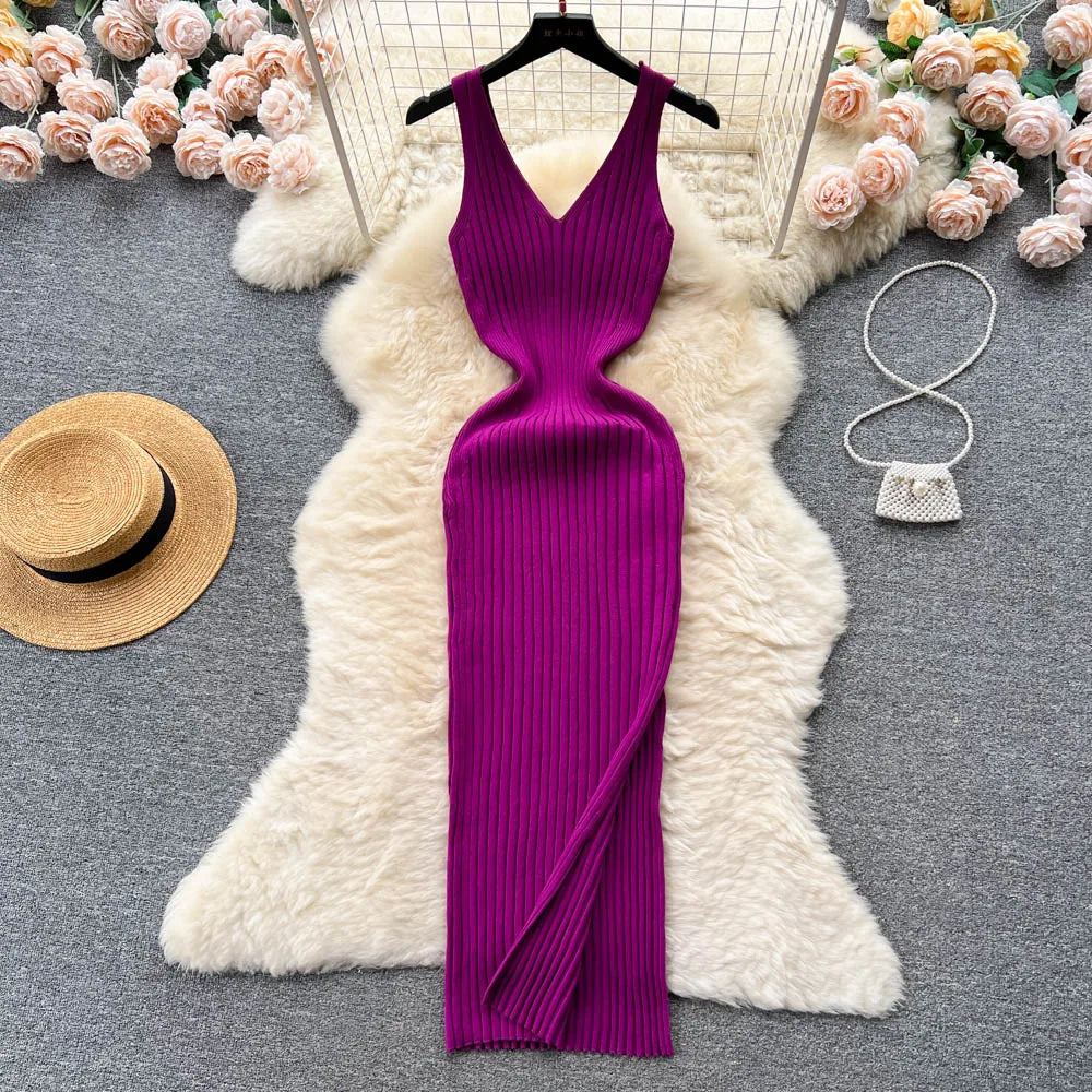Variant image for Dames Lange Jurk Sexy Wrap Style met Split voor Casual en Formele Gelegenheden-4