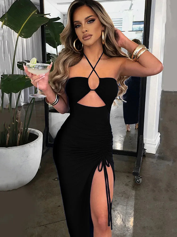 Dames Midi Jurk Mouwloos Backless Sexy voor Feestelijke Gelegenheden-2
