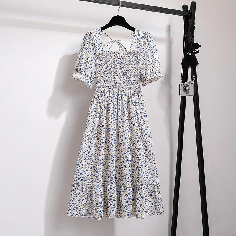 Variant image for Dames Midi Jurk Geplooid Chiffon Bohemian Stijl voor Zomer Kleding-18