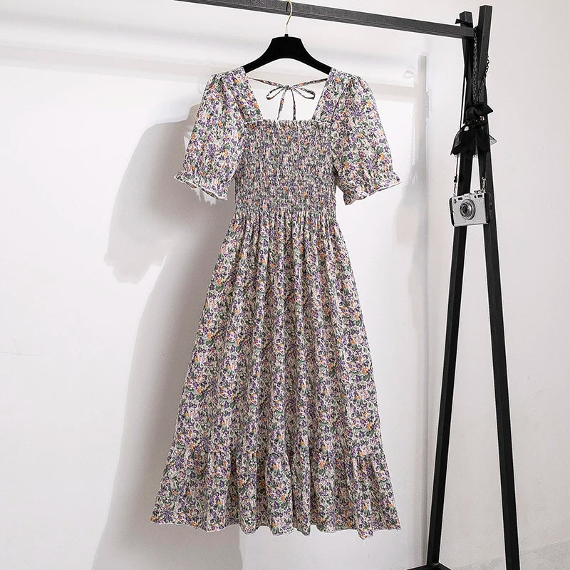 Variant image for Dames Midi Jurk Geplooid Chiffon Bohemian Stijl voor Zomer Kleding-7