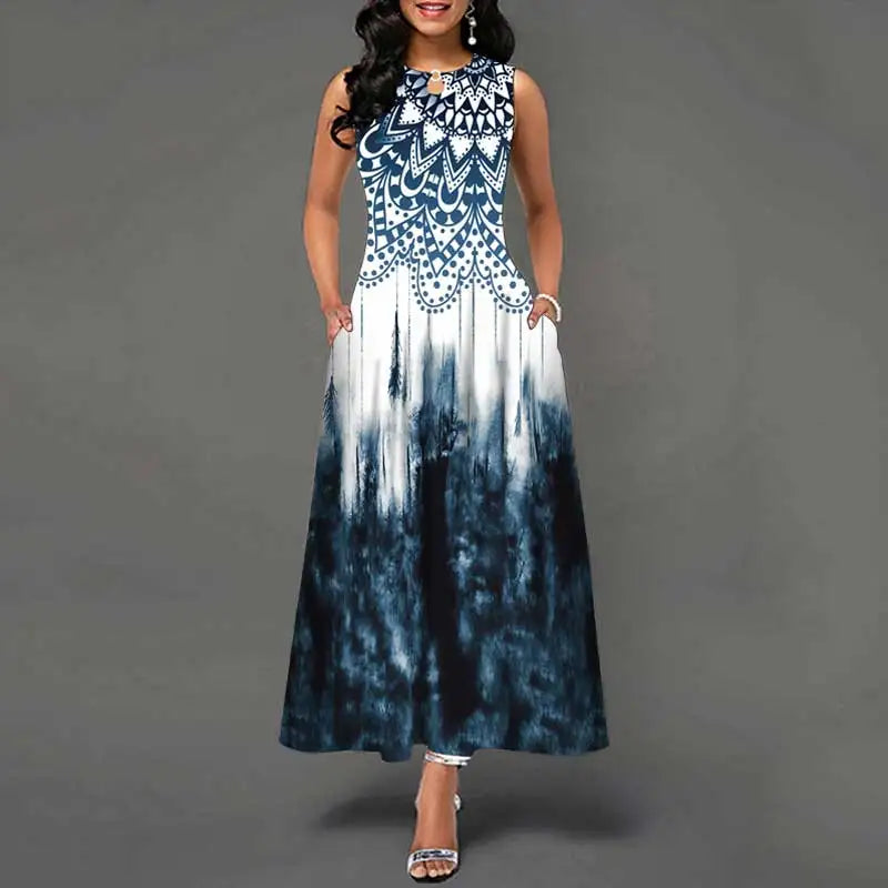 Dames Lange Jurk Bohemian Stijl Bloemenprint voor Zomer-6