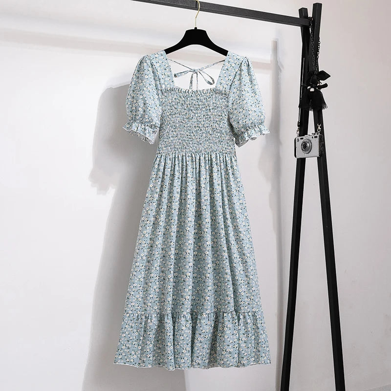 Variant image for Dames Midi Jurk Geplooid Chiffon Bohemian Stijl voor Zomer Kleding-3