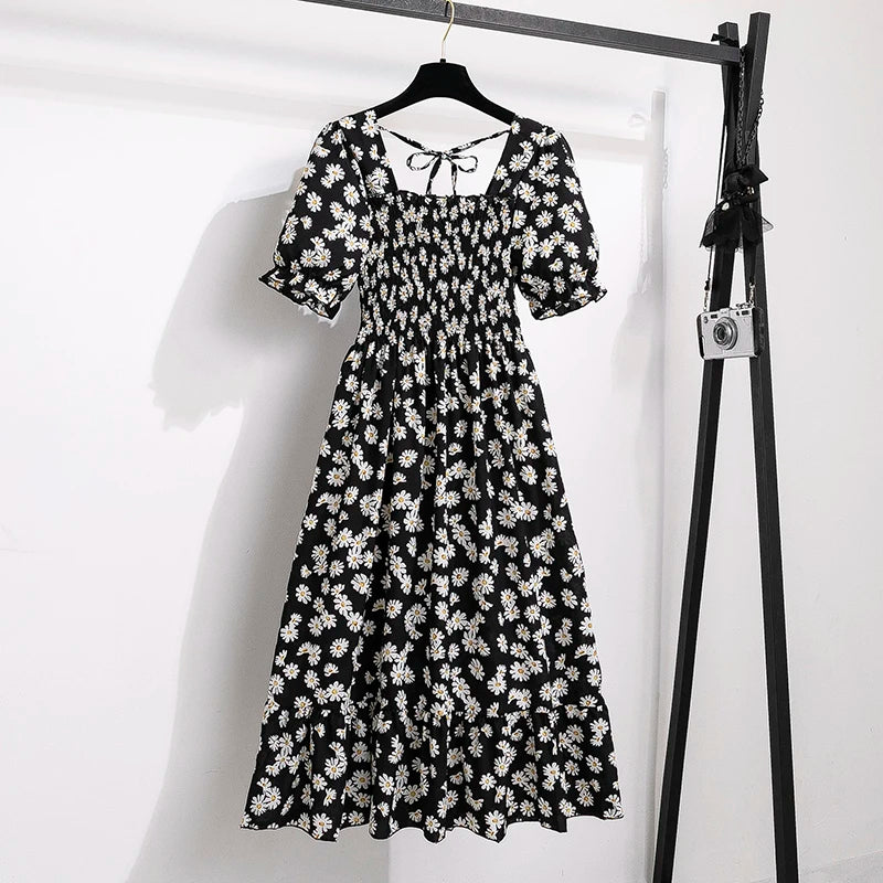 Variant image for Dames Midi Jurk Geplooid Chiffon Bohemian Stijl voor Zomer Kleding-8