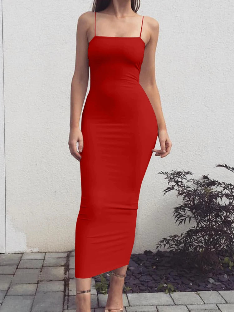 Dames Backless Zomerjurk Lange Mouwloze Sexy Jurkjes voor Avondkleding-1