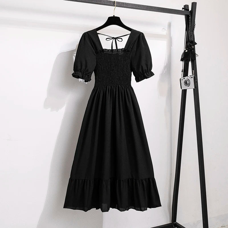 Variant image for Dames Midi Jurk Geplooid Chiffon Bohemian Stijl voor Zomer Kleding-4