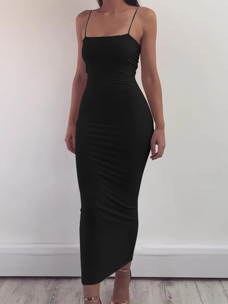 Dames Backless Zomerjurk Lange Mouwloze Sexy Jurkjes voor Avondkleding-5