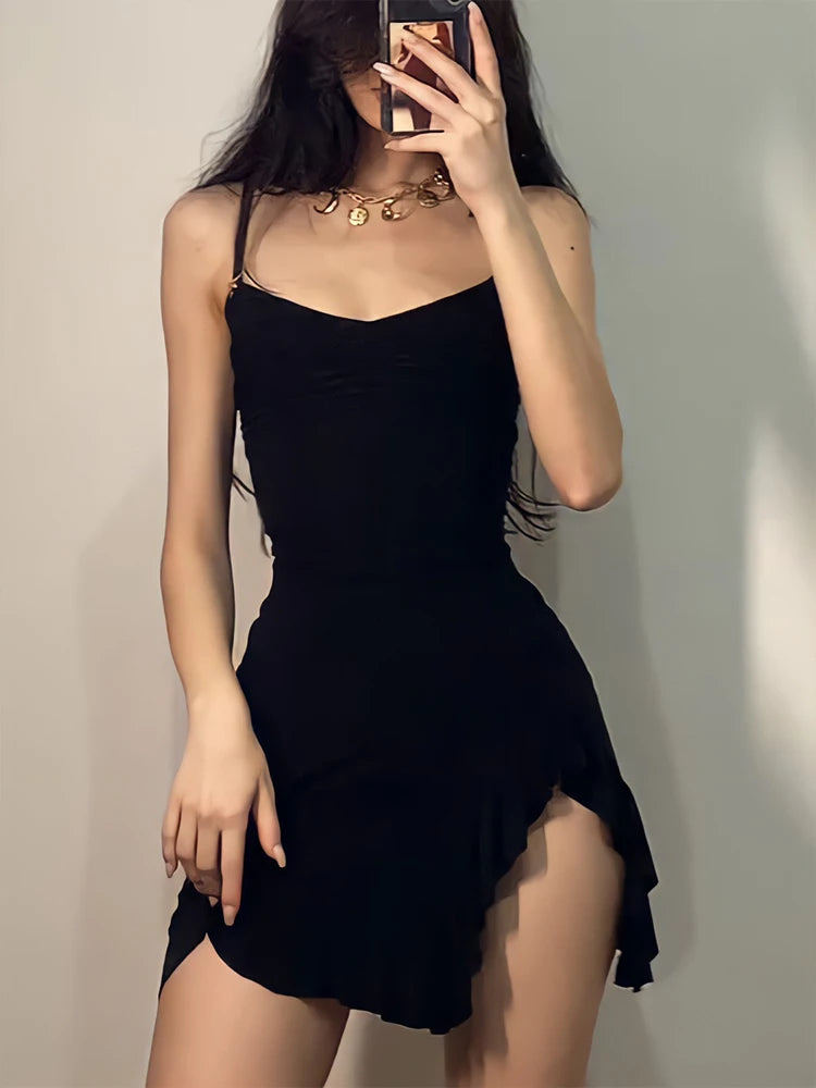 Dames Zomerjurk Mini Backless Met Vouwen en Splitdetails-2