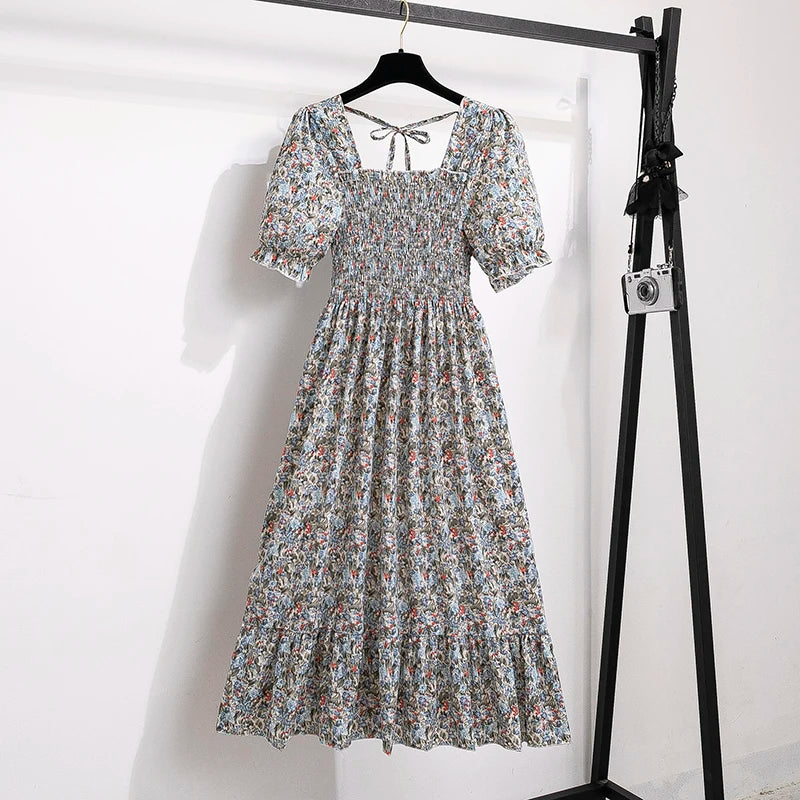 Variant image for Dames Midi Jurk Geplooid Chiffon Bohemian Stijl voor Zomer Kleding-10