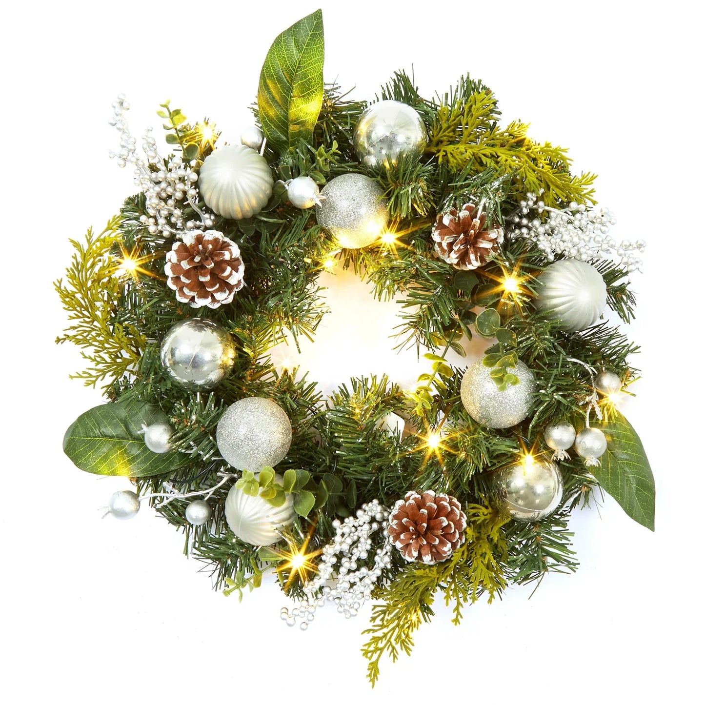 WINTERGLOW - Trendy kerstkrans voor voordeur | Kerstballen, bessen & dennenappels | 45 cm