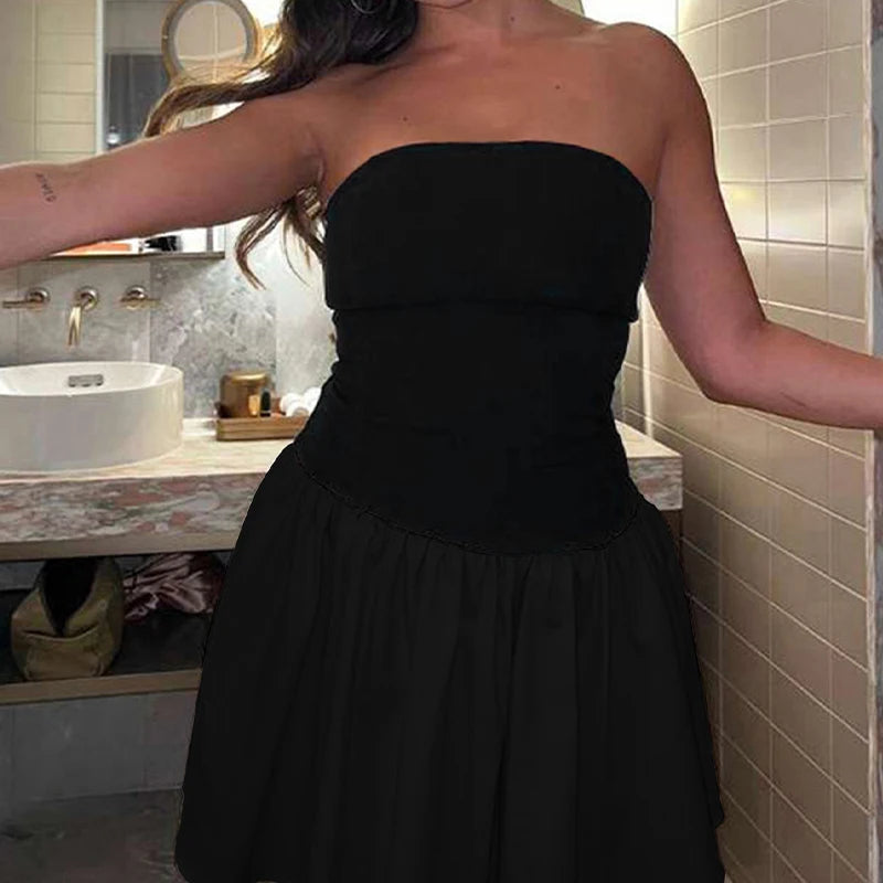 Dames Mini Jurk Strapless A-lijn Zomerjurk-3