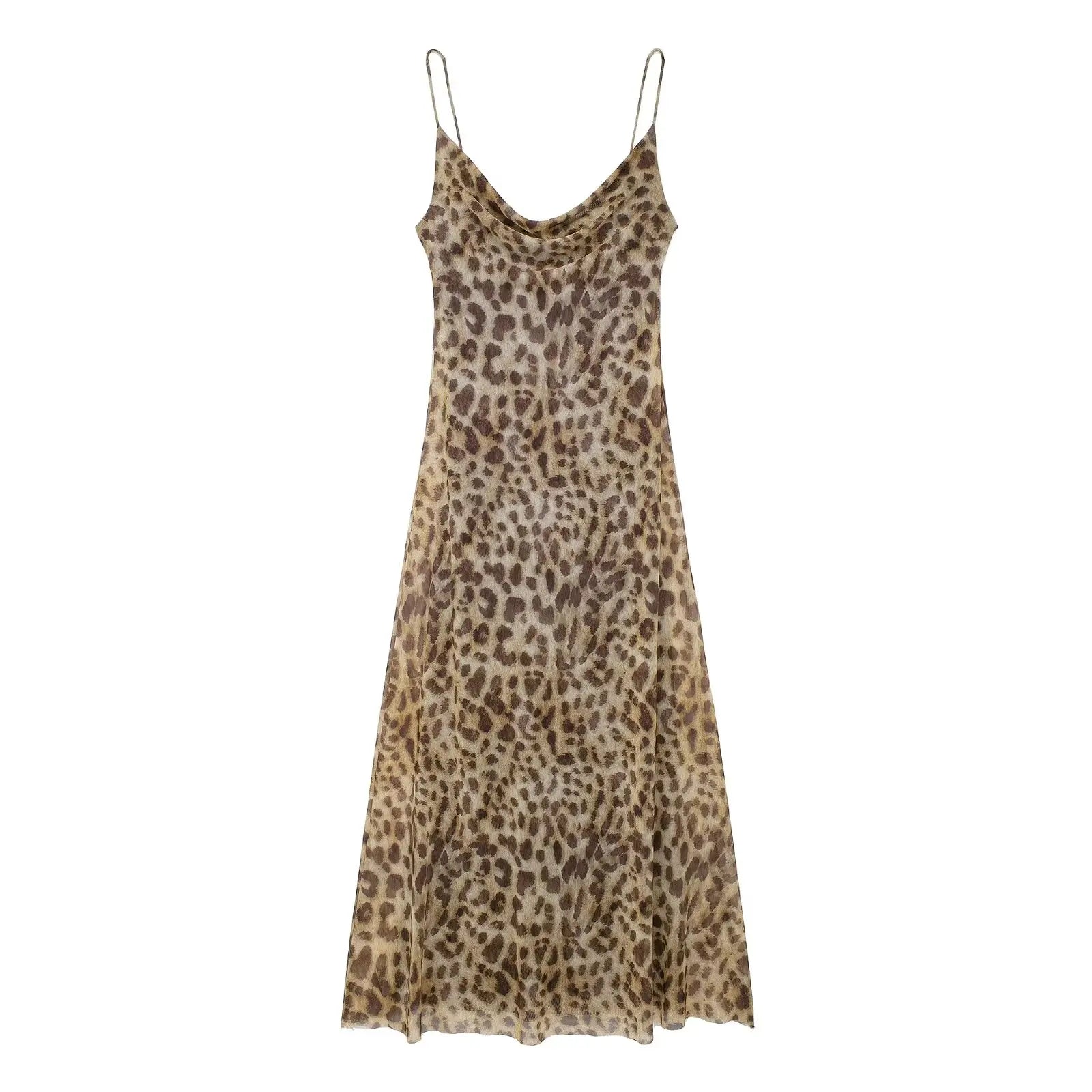 Dames Maxi Jurk Vintage Luipaardprint voor Zomerfeestjes en Gala's-1