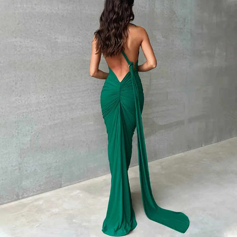 Variant image for Dames Maxi Jurk Zomer One Shoulder Ruched Sexy-3