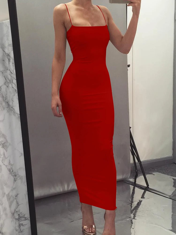 Dames Backless Zomerjurk Lange Mouwloze Sexy Jurkjes voor Avondkleding-4