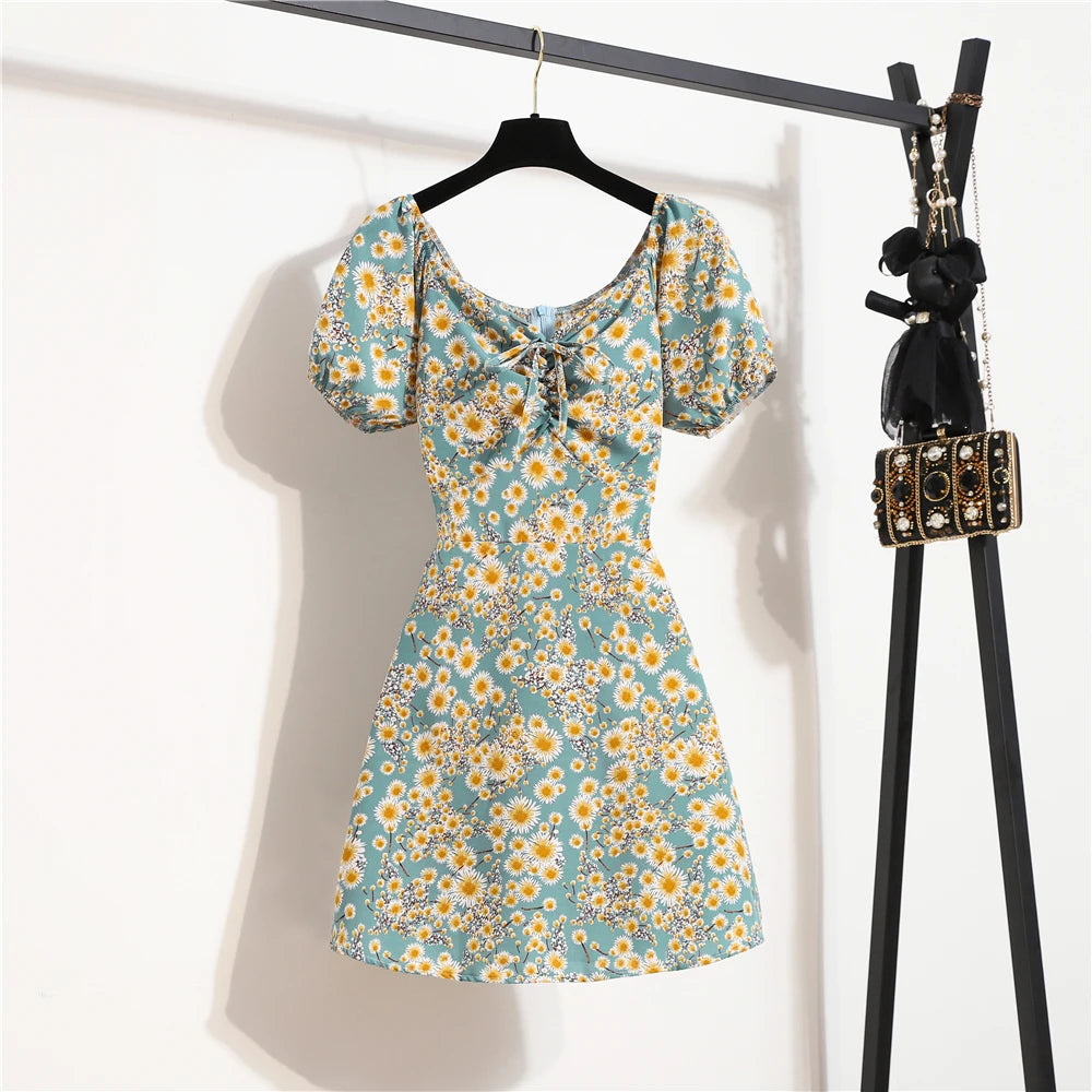 Dames Mini Jurk Bloemenprint Chiffon Zomer Kleding-1