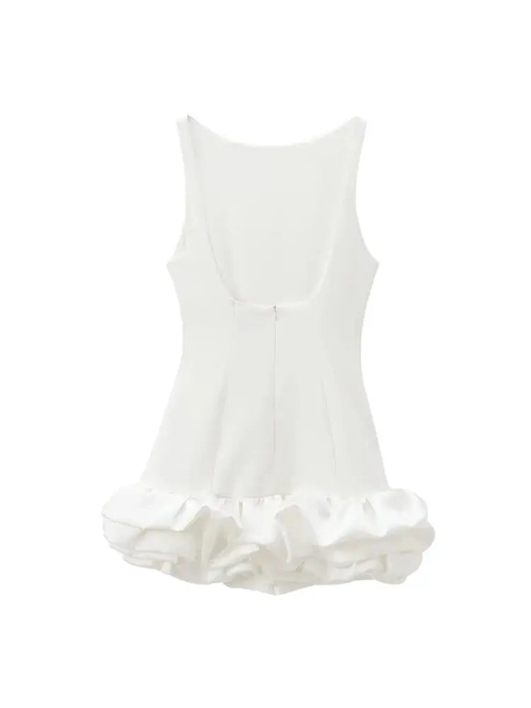 Vrouwen Mini Jurk Volumineus Patchwork Rugloos Elegant O-Hals-4