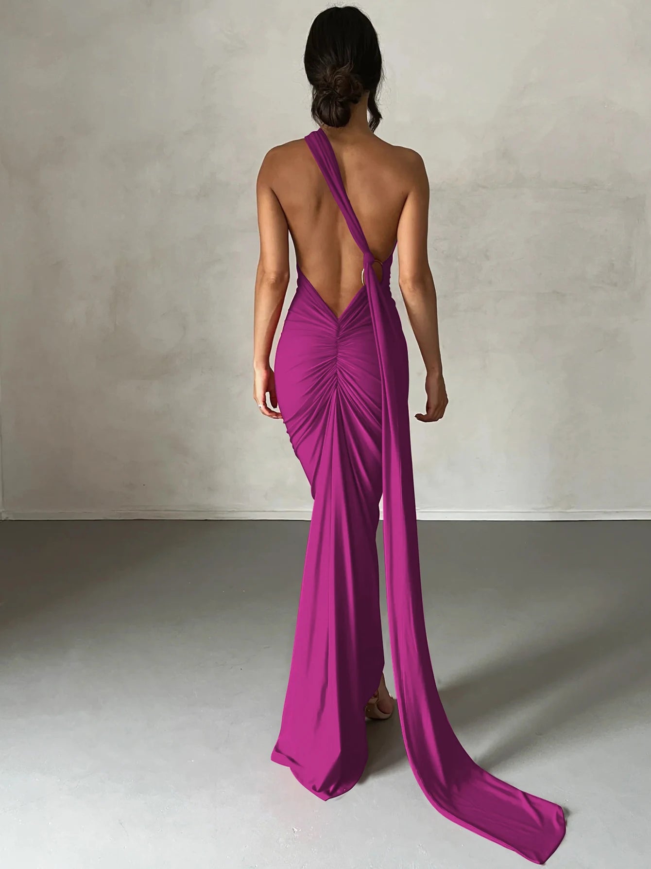 Variant image for Dames Maxi Jurk Zomer One Shoulder Ruched Sexy-21