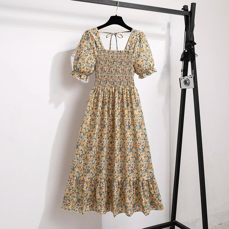 Variant image for Dames Midi Jurk Geplooid Chiffon Bohemian Stijl voor Zomer Kleding-5