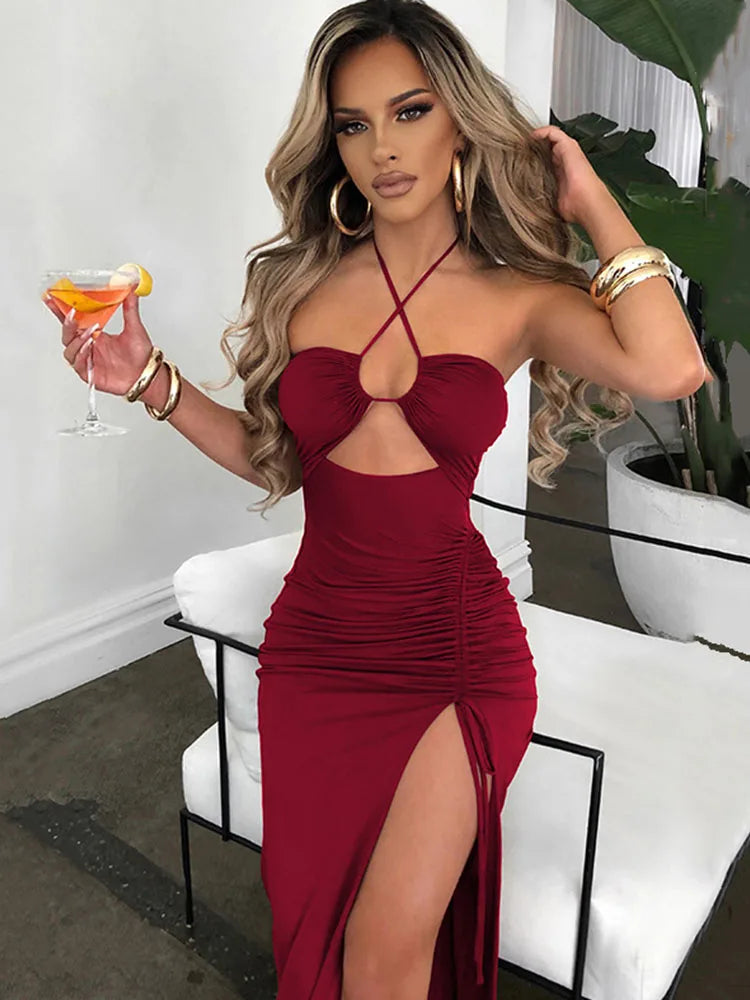 Dames Midi Jurk Mouwloos Backless Sexy voor Feestelijke Gelegenheden-1