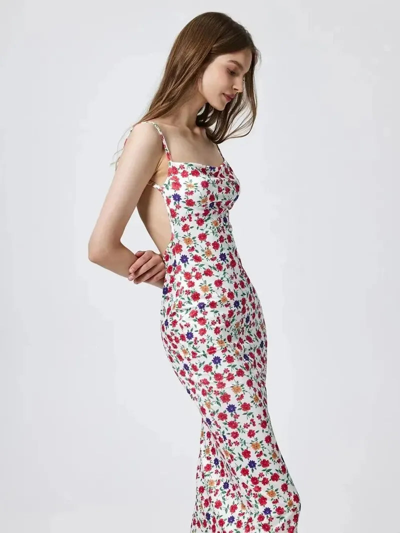 Variant image for Dames Lange Bloemen Jurk - Sexy Rugloze Zomerjurk voor Diverse Gelegenheden-9